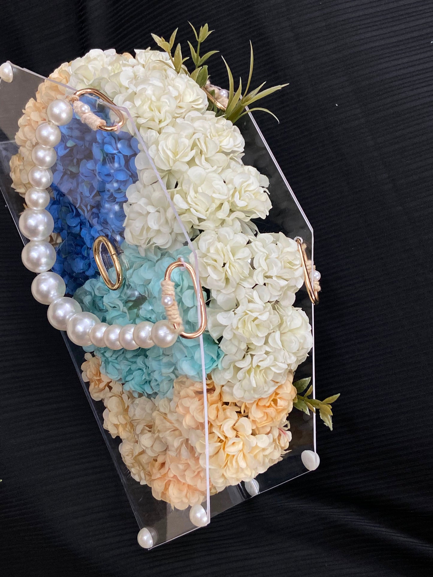 Heart-Shaped Acrylic Flower Bouquet with Pearl Handle | Luxury Gift